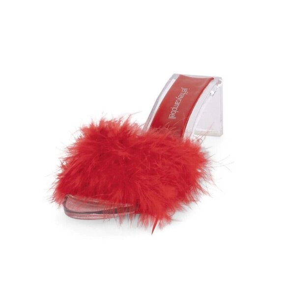 Jeffrey Campbell Luxuries Acrylic Sandal with Red Genuine Feather Size US 6 - Picture 3 of 6